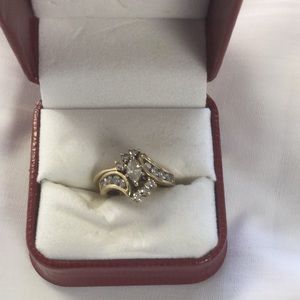 1.5+ Ct Diamond Marquise Cut, 14Kt Gold Ring